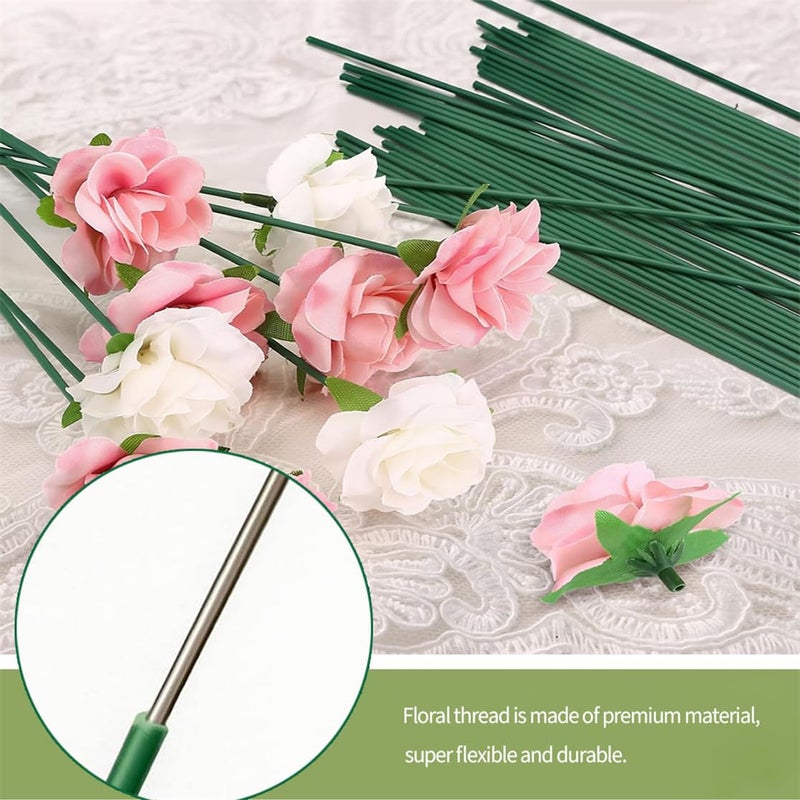 Umpiyte Floral Stem Wire 100 Pcs Florist Wire Stems 14 Gauge Flower Stems Crafts Wire for DIY Flower Artificial Arrangements Wreath Making Supplies 16 Inch - Image 3